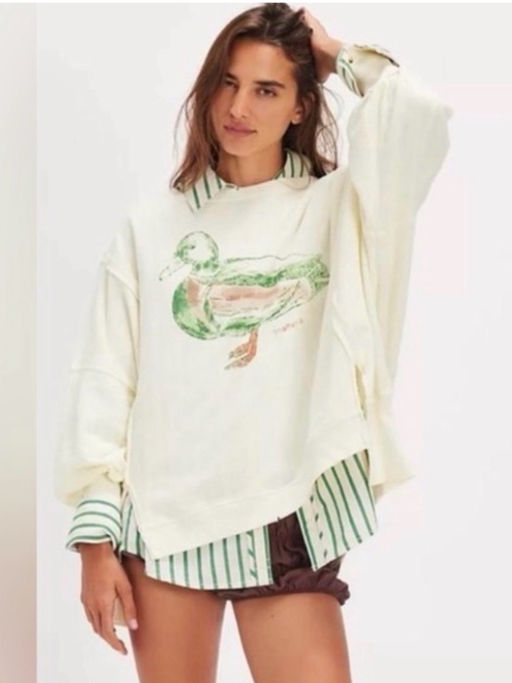 Free People We The Free Graphic Mallard Duck Camden Pullover